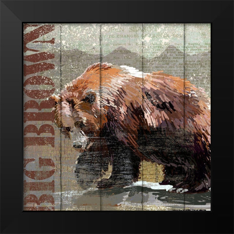 Open Season Bear Black Modern Wood Framed Art Print by Art Licensing Studio
