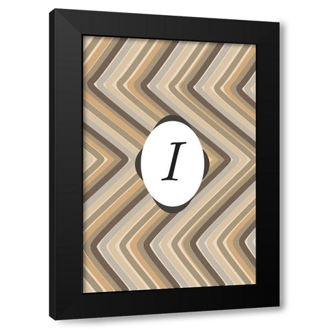 Initials Pattern I Black Modern Wood Framed Art Print with Double Matting by Art Licensing Studio