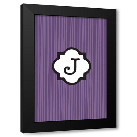 Initials Pattern J Black Modern Wood Framed Art Print by Art Licensing Studio