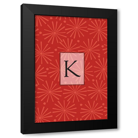 Initials Pattern K Black Modern Wood Framed Art Print with Double Matting by Art Licensing Studio