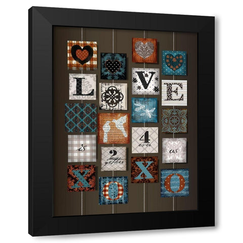 Love on Strings Black Modern Wood Framed Art Print by Art Licensing Studio