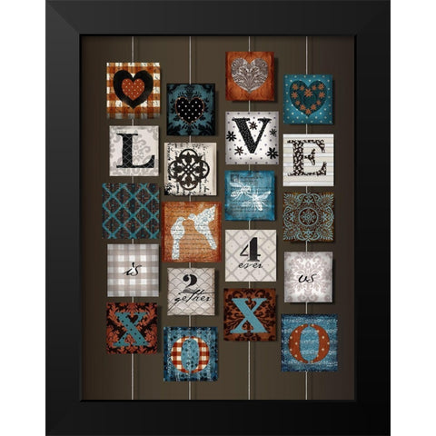 Love on Strings Black Modern Wood Framed Art Print by Art Licensing Studio
