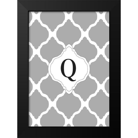 Q Black Modern Wood Framed Art Print by Art Licensing Studio