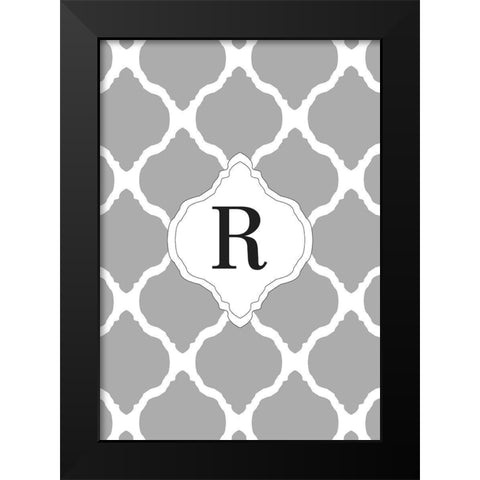 R Black Modern Wood Framed Art Print by Art Licensing Studio