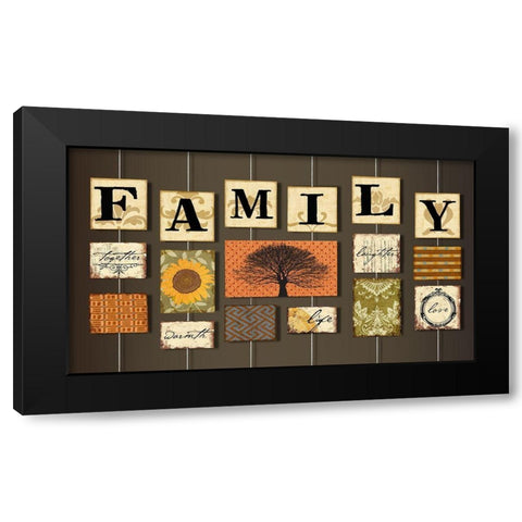 Family on strings Black Modern Wood Framed Art Print by Art Licensing Studio