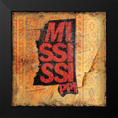 Mississippi Black Modern Wood Framed Art Print by Art Licensing Studio