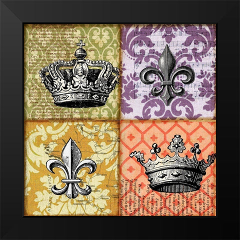 Crown and Fleur Black Modern Wood Framed Art Print by Art Licensing Studio