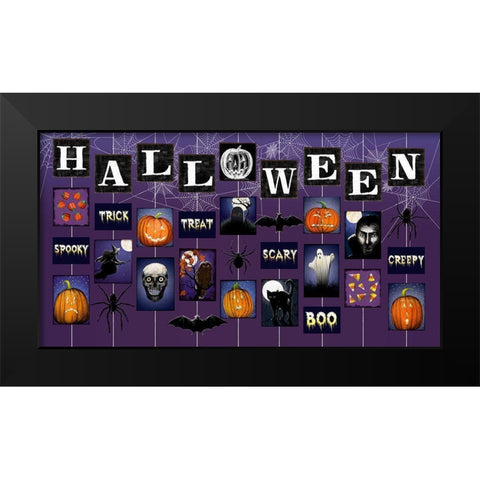 Halloween on Strings Black Modern Wood Framed Art Print by Art Licensing Studio