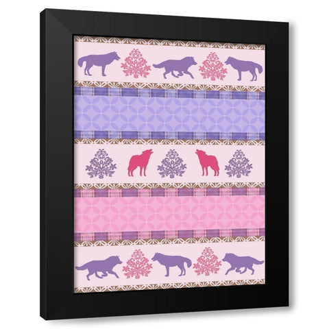 Roving Wolf Pattern Black Modern Wood Framed Art Print by Art Licensing Studio
