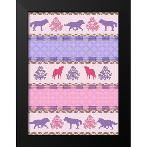 Roving Wolf Pattern Black Modern Wood Framed Art Print by Art Licensing Studio
