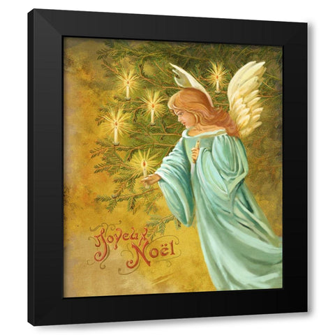 Candle Lighting Angel Black Modern Wood Framed Art Print with Double Matting by Art Licensing Studio
