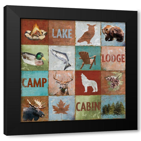 North Woods Squares Black Modern Wood Framed Art Print by Art Licensing Studio