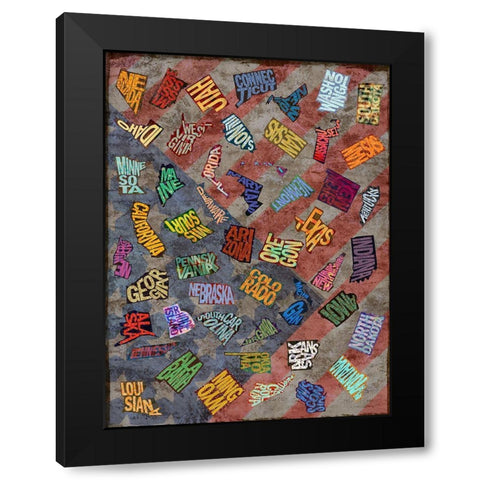 State Toss Black Modern Wood Framed Art Print by Art Licensing Studio