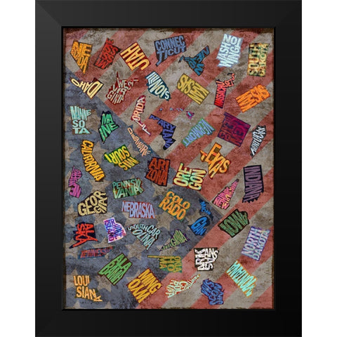 State Toss Black Modern Wood Framed Art Print by Art Licensing Studio