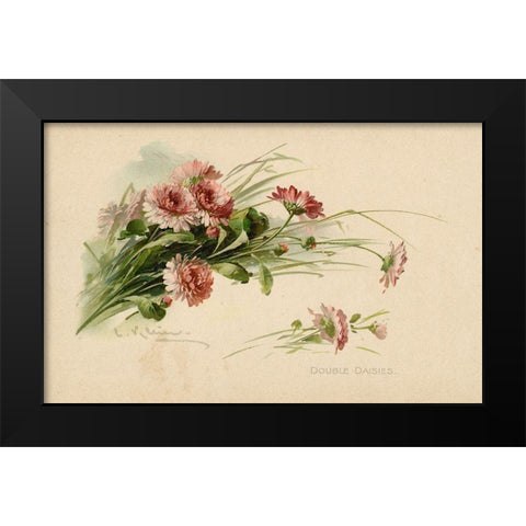 Double Daisies Color Black Modern Wood Framed Art Print by Art Licensing Studio