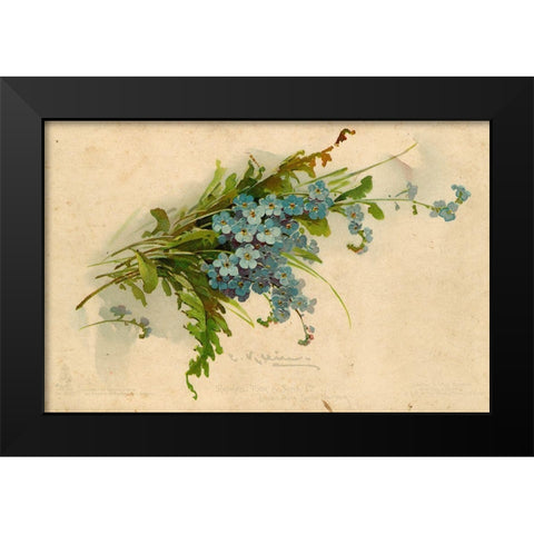 Forget-Me-Not Black Modern Wood Framed Art Print by Art Licensing Studio