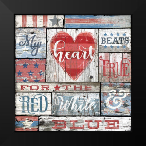 My Patriotic Heart Black Modern Wood Framed Art Print by Art Licensing Studio