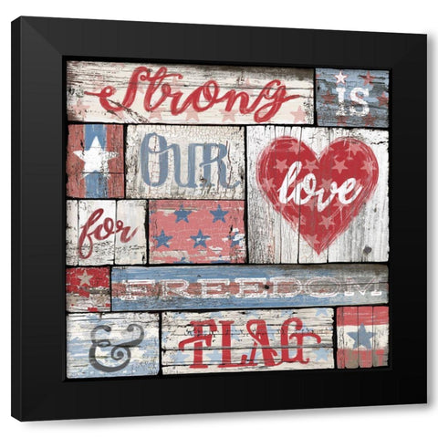 Our Patriotic Love Black Modern Wood Framed Art Print by Art Licensing Studio