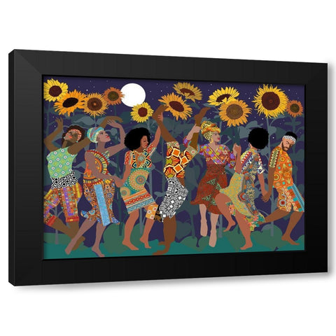 Dancing Under the Stars Black Modern Wood Framed Art Print by Art Licensing Studio
