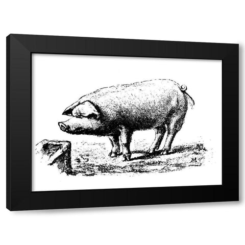 Nice Pig Black Modern Wood Framed Art Print by Art Licensing Studio