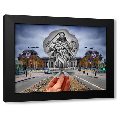 Pencil Vs Camera - Justice Black Modern Wood Framed Art Print by Heine, Ben