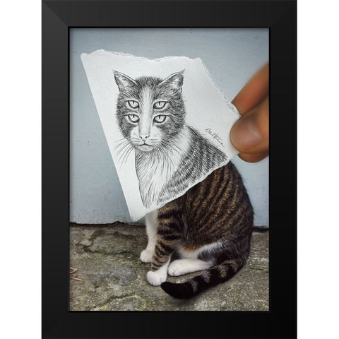 Pencil Vs Camera 6 - 4 Eyes Cat Black Modern Wood Framed Art Print by Heine, Ben