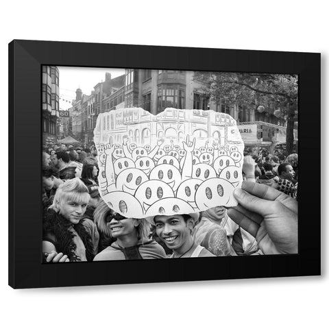 Pencil Vs Camera 22 - Happy Crowd Black Modern Wood Framed Art Print by Heine, Ben