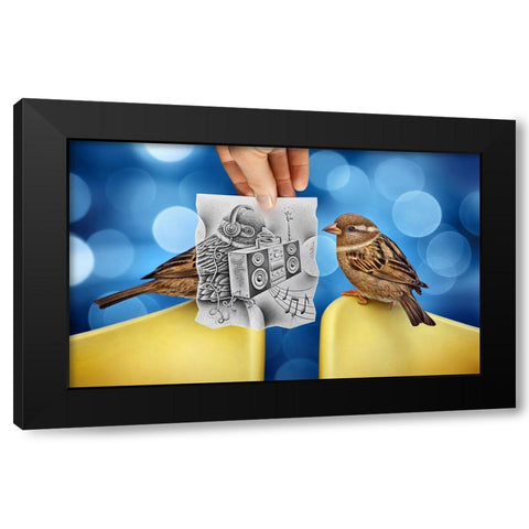 Pencil Vs Camera 66 - Singing Birds Black Modern Wood Framed Art Print with Double Matting by Heine, Ben