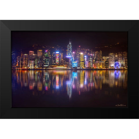 Hong Kong Skyline 2014 Black Modern Wood Framed Art Print by Heine, Ben