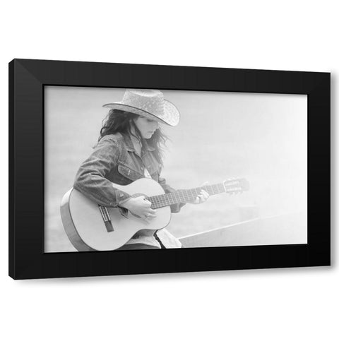 Guitar Black Modern Wood Framed Art Print with Double Matting by Heine, Ben