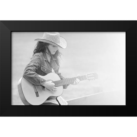 Guitar Black Modern Wood Framed Art Print by Heine, Ben