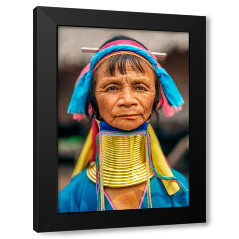 Kayan Long Neck Woman - North Thailand Ethnic Minorities Black Modern Wood Framed Art Print with Double Matting by Heine, Ben