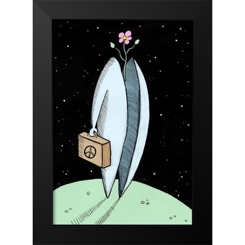 Mr Peace Black Modern Wood Framed Art Print by Heine, Ben