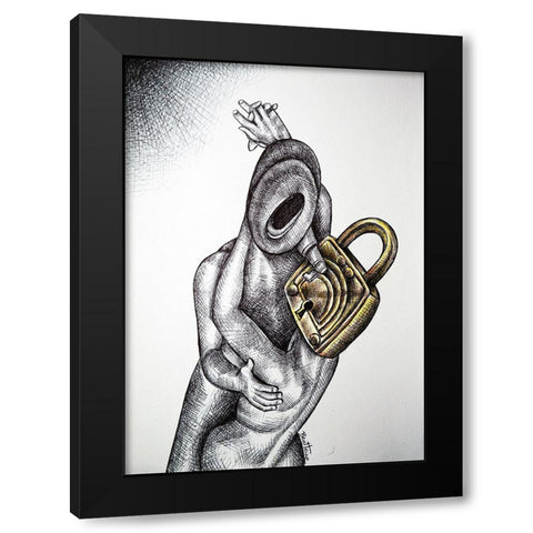 The Kiss Black Modern Wood Framed Art Print with Double Matting by Heine, Ben
