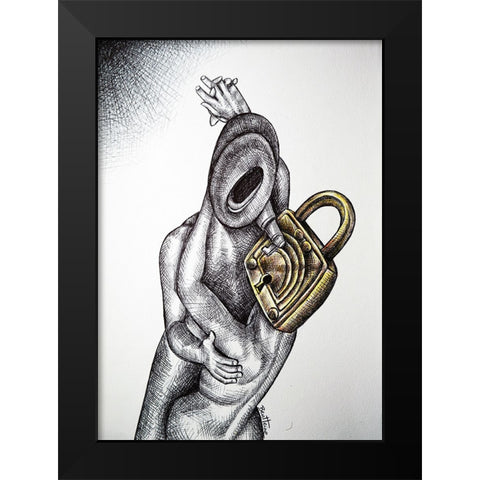 The Kiss Black Modern Wood Framed Art Print by Heine, Ben