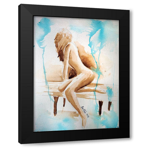 Watercolor Study - woman Black Modern Wood Framed Art Print with Double Matting by Heine, Ben