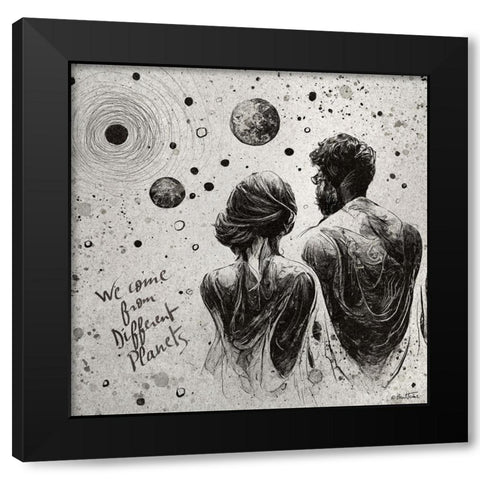 Astro Cruise 25 - We Come From Different Planets Black Modern Wood Framed Art Print by Heine, Ben