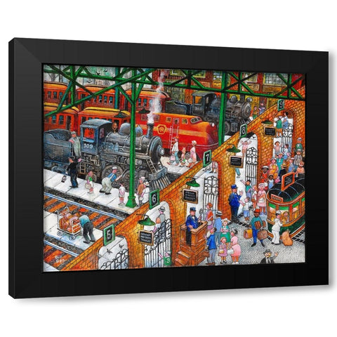 Train Station Black Modern Wood Framed Art Print with Double Matting by Bell, Bill