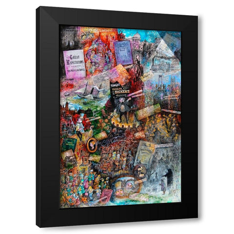 Dickens Black Modern Wood Framed Art Print with Double Matting by Bell, Bill