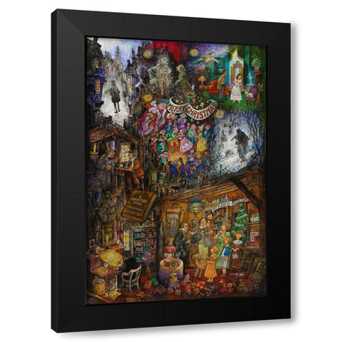 A Christmas Carol Black Modern Wood Framed Art Print by Bell, Bill