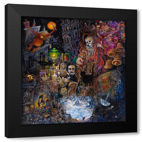 Poe Black Modern Wood Framed Art Print by Bell, Bill