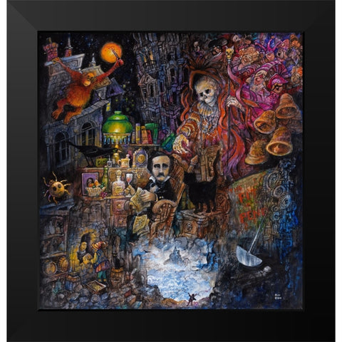 Poe Black Modern Wood Framed Art Print by Bell, Bill