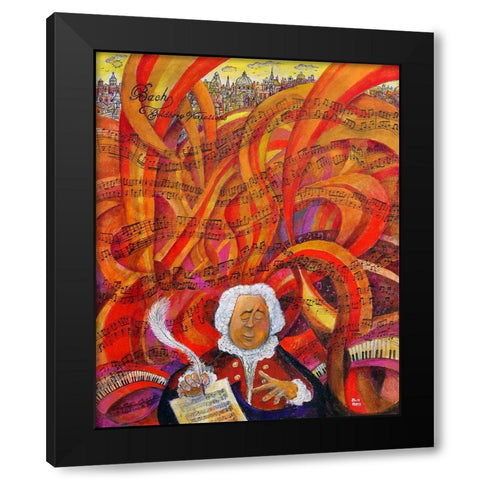 Bach Black Modern Wood Framed Art Print with Double Matting by Bell, Bill