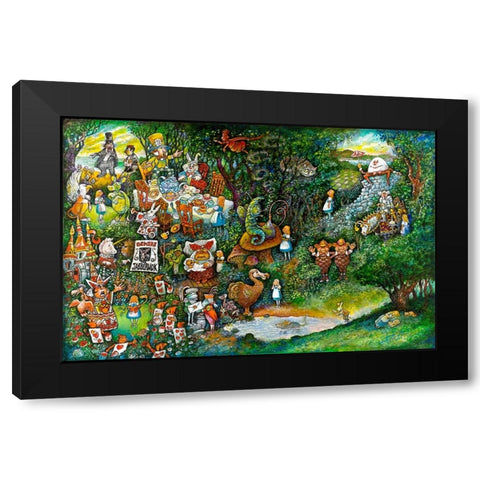 Alice in Wonderland Black Modern Wood Framed Art Print by Bell, Bill