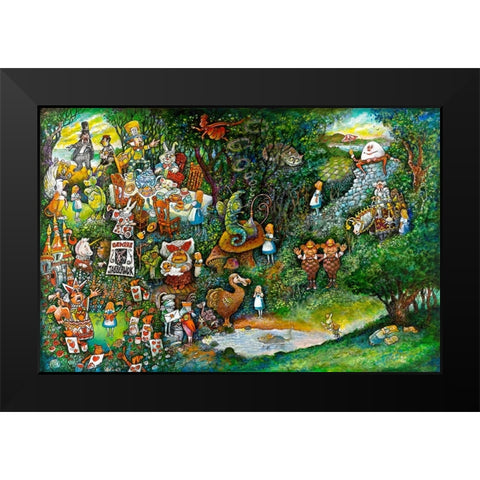 Alice in Wonderland Black Modern Wood Framed Art Print by Bell, Bill