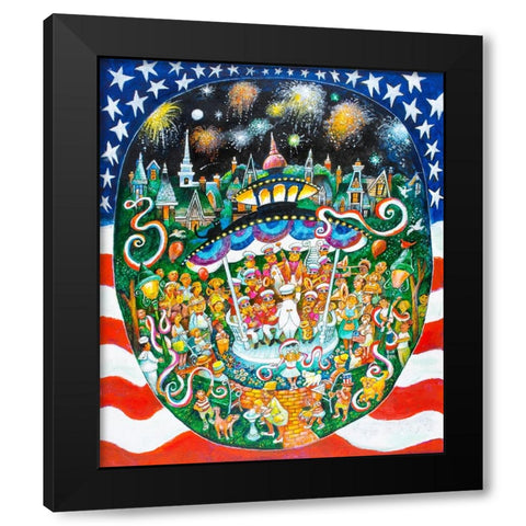 God Bless America Black Modern Wood Framed Art Print with Double Matting by Bell, Bill