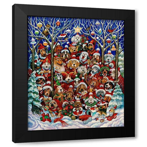 Santa Paws Black Modern Wood Framed Art Print with Double Matting by Bell, Bill