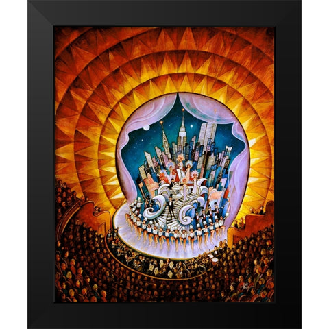 Radio City Black Modern Wood Framed Art Print by Bell, Bill