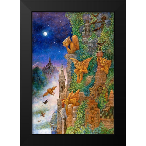 Gargoyles Black Modern Wood Framed Art Print by Bell, Bill