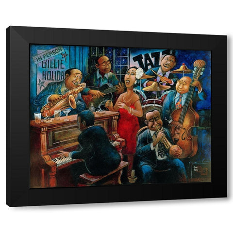 Lady in Red Black Modern Wood Framed Art Print with Double Matting by Bell, Bill
